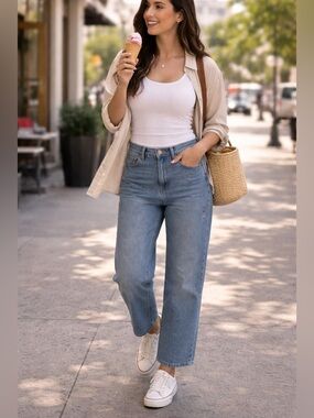 Aeropostale Women's High Rise Baggy Jeans Size 8R Light Wash NWT
